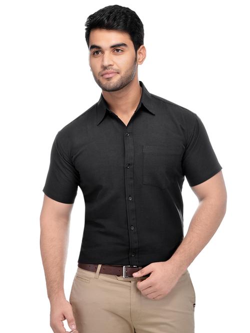black khadi formal shirt - 16428547 - Standard Image - 1