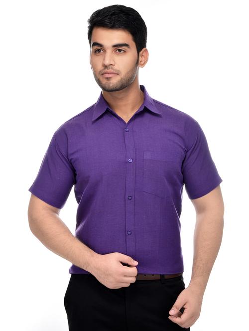 purple khadi formal shirt - 16428548 - Standard Image - 1