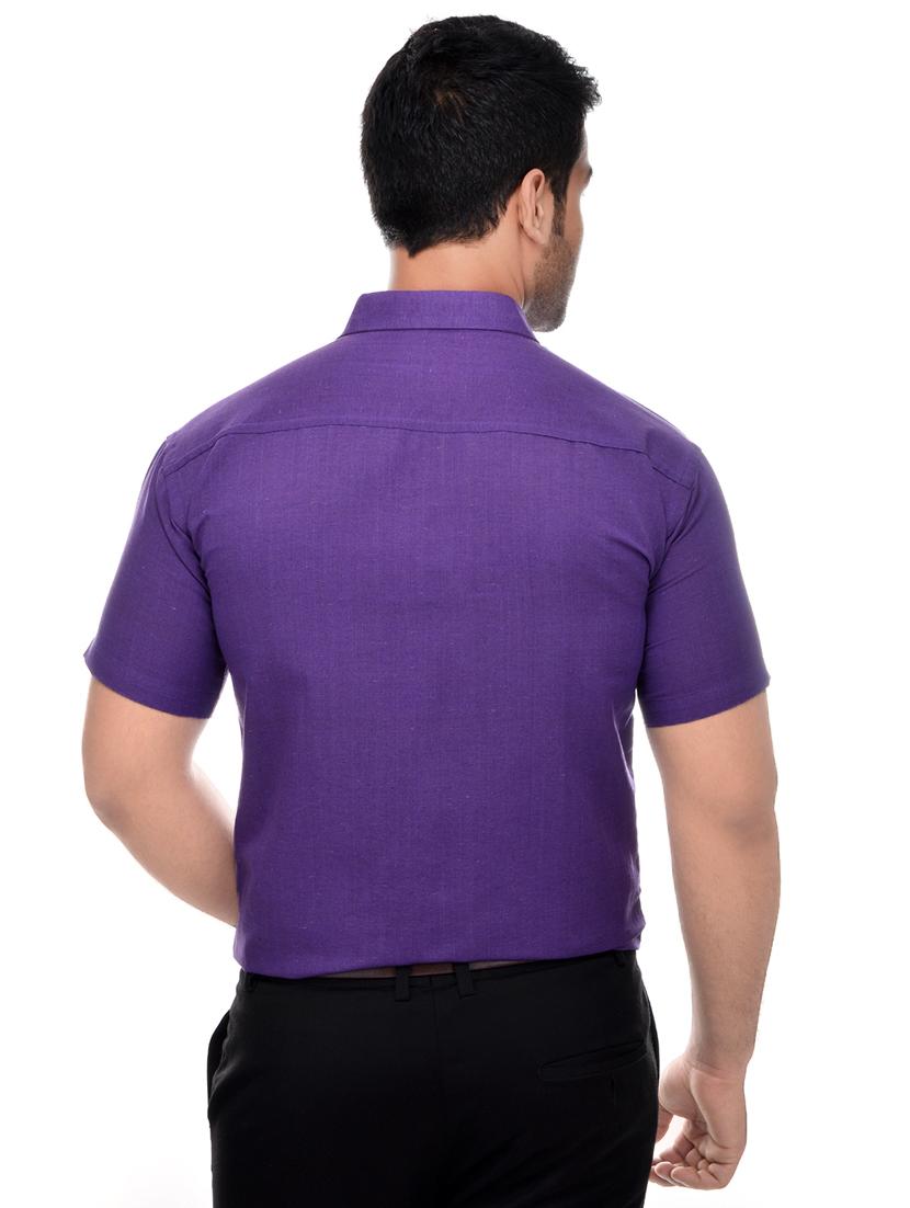 purple khadi formal shirt - 16428548 - Zoom Image - 3