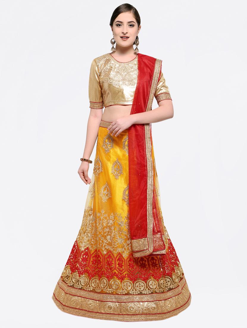 Embroidered contrast lehenga - 16428596 - Zoom Image - 1