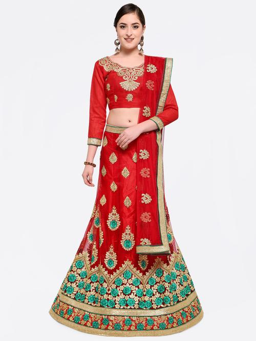embroidered a-line lehenga - 16428615 - Very Small Image - 1