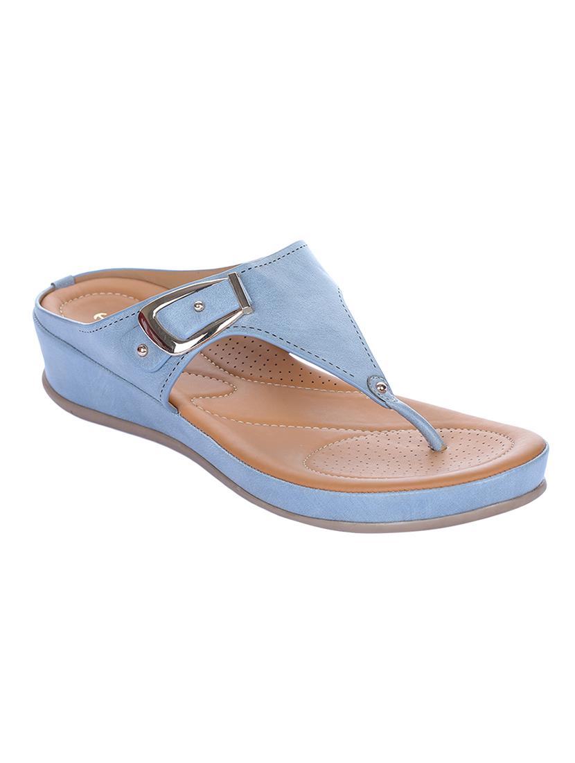 blue leatherette toe separator sandals - 16429081 - Zoom Image - 1