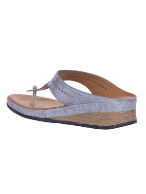 silver leatherette toe separator sandals - 16429082 - Standard Image - 3