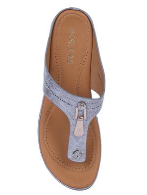 silver leatherette toe separator sandals - 16429082 - Standard Image - 4