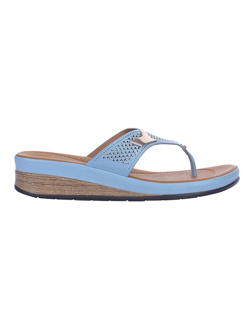 blue leatherette toe separator sandals - 16429083 - Zoom Image - 2