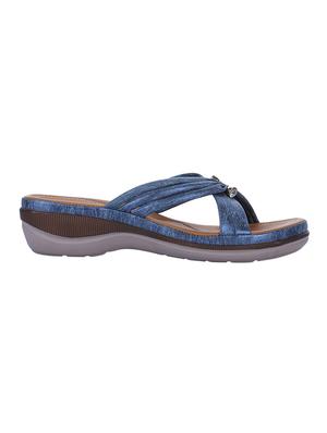 blue leatherette slip on sandals - 16429086 - Standard Image - 2