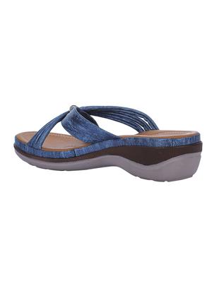 blue leatherette slip on sandals - 16429086 - Standard Image - 3