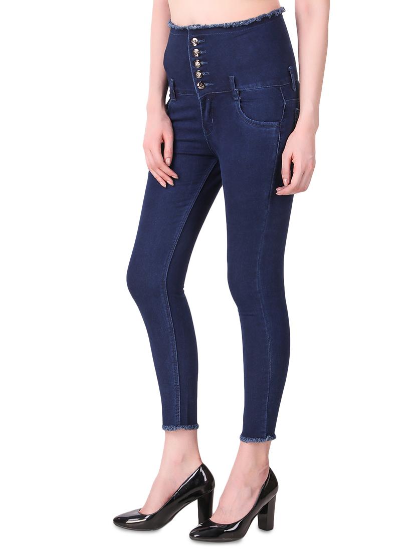 high rise frayed detail jeans - 16430622 - Zoom Image - 2
