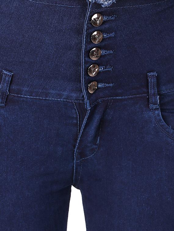 high rise frayed detail jeans - 16430622 - Zoom Image - 4