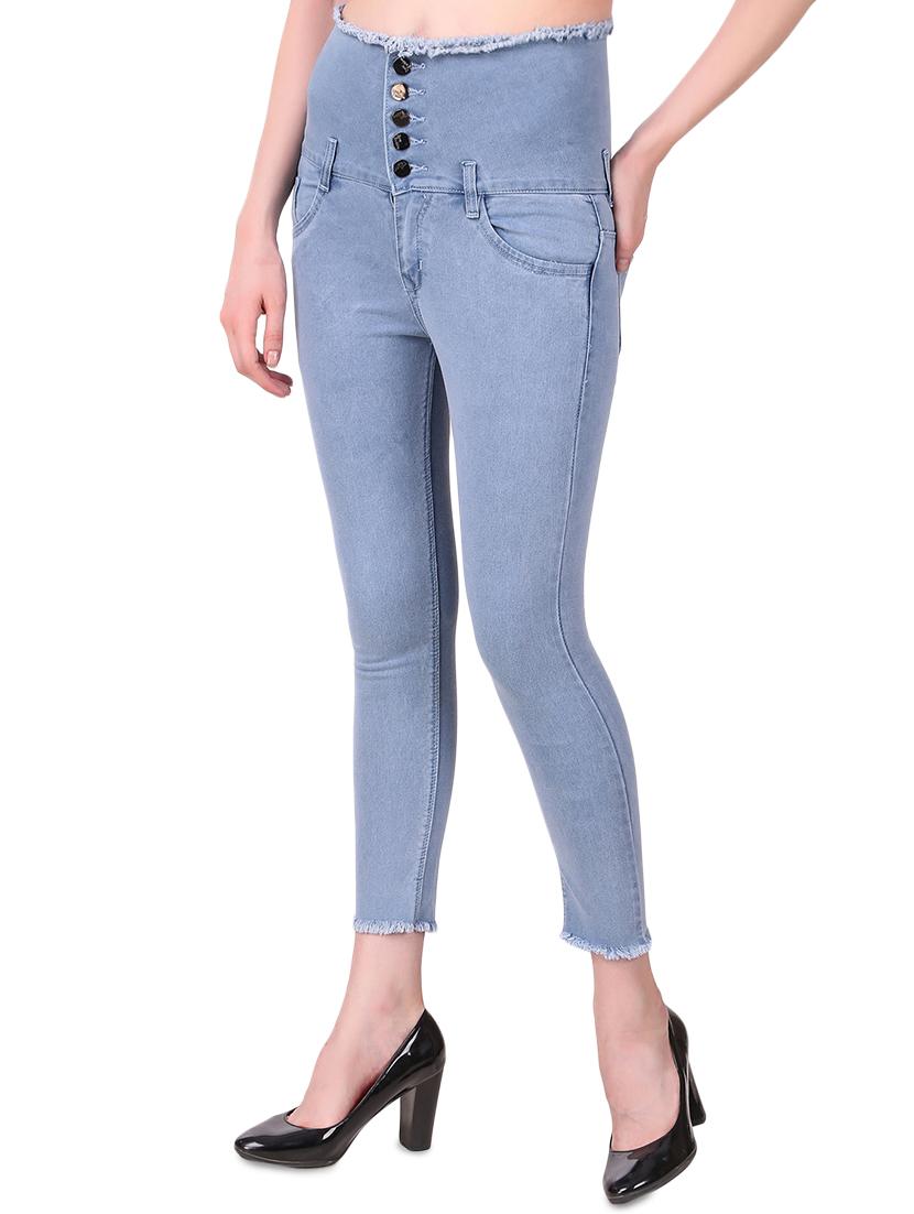 high rise frayed detail jeans - 16430624 - Zoom Image - 2
