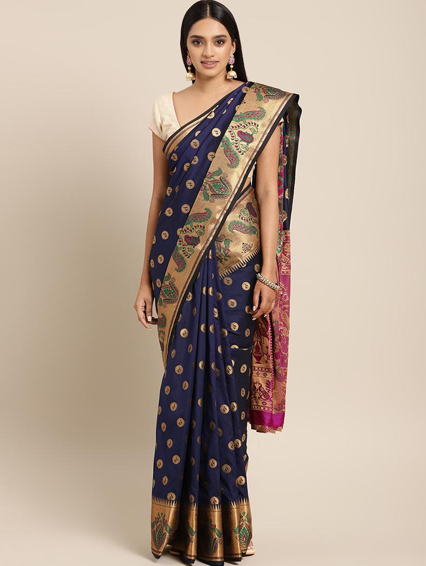 self-design banarasi saree with blouse - 16430673 - Zoom Image - 1