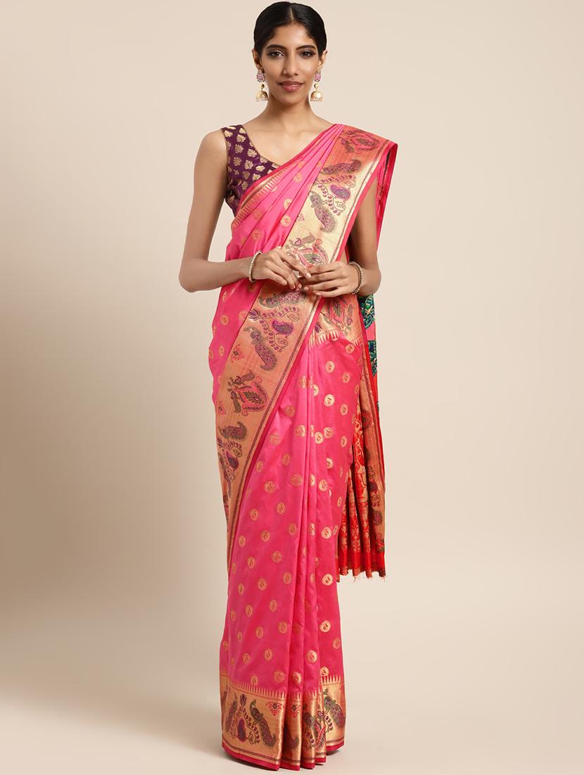 self-design banarasi saree with blouse - 16430676 - Zoom Image - 1