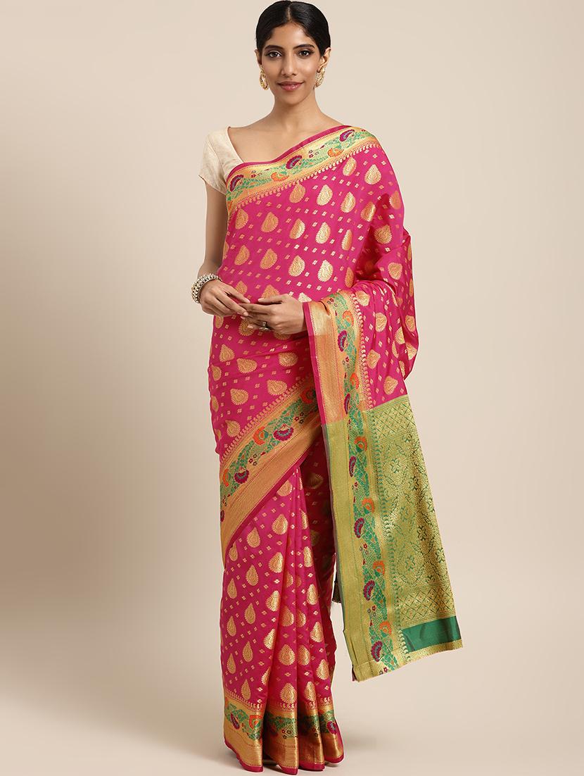 self-design banarasi saree with blouse - 16430697 - Zoom Image - 1
