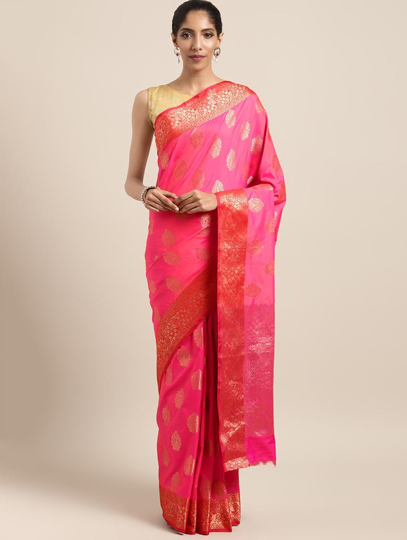 self-design banarasi saree with blouse - 16430700 - Zoom Image - 1