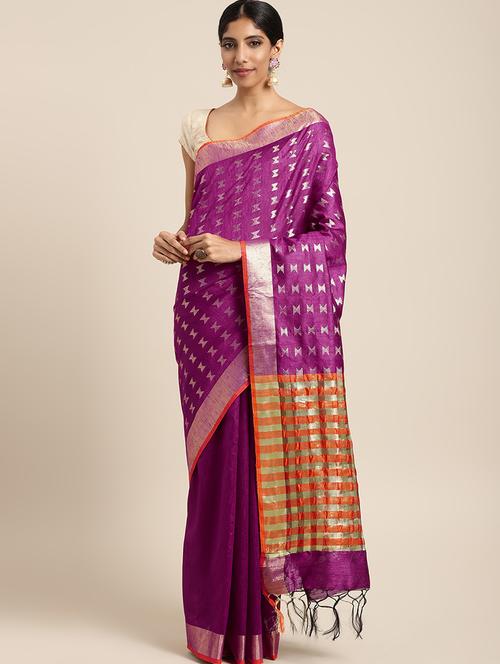 self-design woven saree with blouse - 16430709 - Standard Image - 1