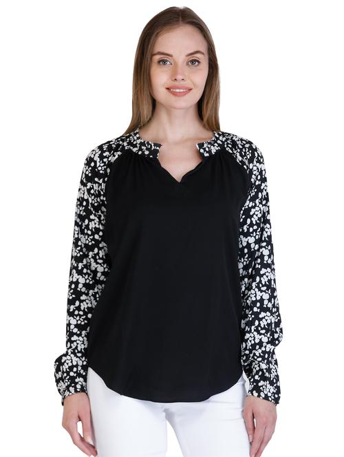 raglan printed sleeved gathered top - 16430725 - Standard Image - 1