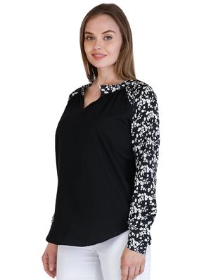 raglan printed sleeved gathered top - 16430725 - Standard Image - 2
