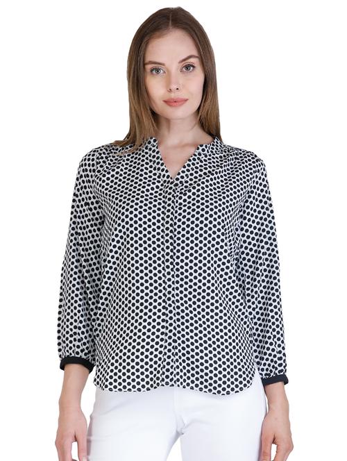 mandarin neck polka dot top - 16430728 - Standard Image - 1