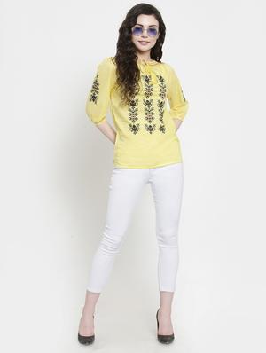 tie knot smocked embroidered top - 16431727 - Standard Image - 4