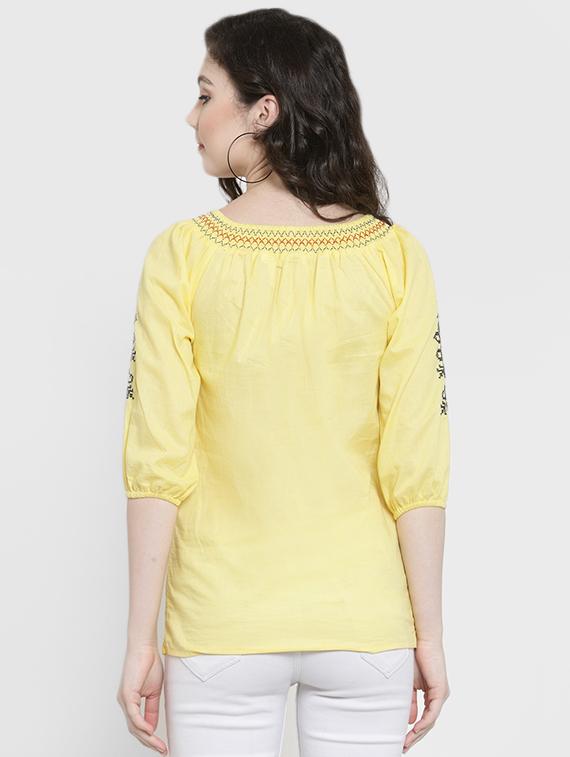 tie knot smocked embroidered top - 16431727 - Zoom Image - 3