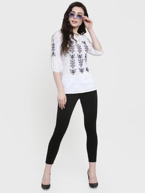 tie knot smocked embroidered top - 16431728 - Standard Image - 4