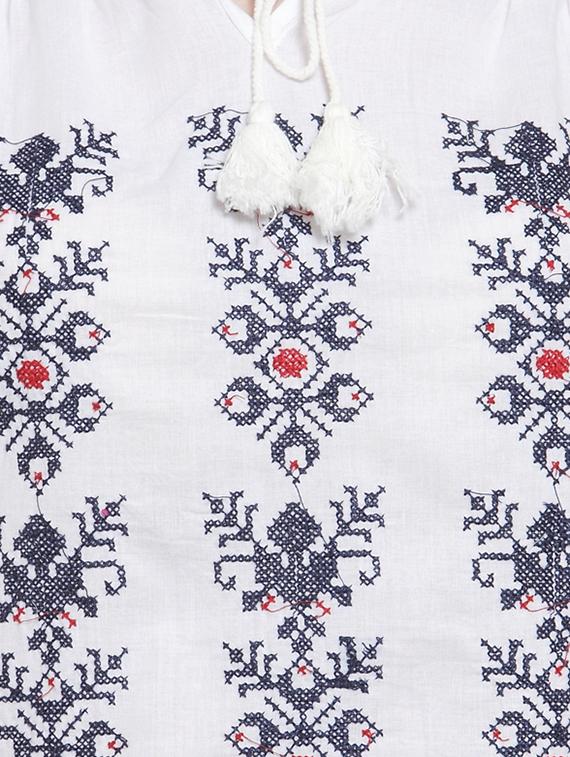 tie knot smocked embroidered top - 16431728 - Zoom Image - 5