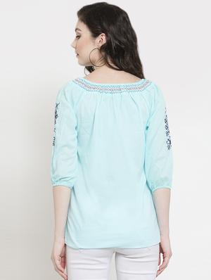 tie knot smocked embroidered top - 16431730 - Standard Image - 3