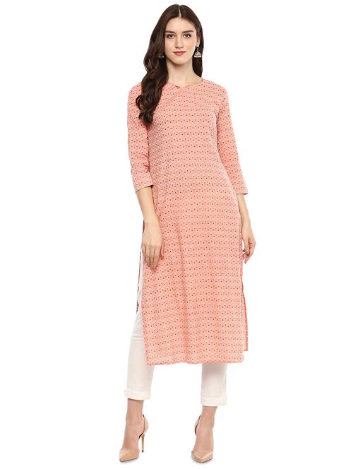 block printed straight kurta - 16431736 - Standard Image - 1