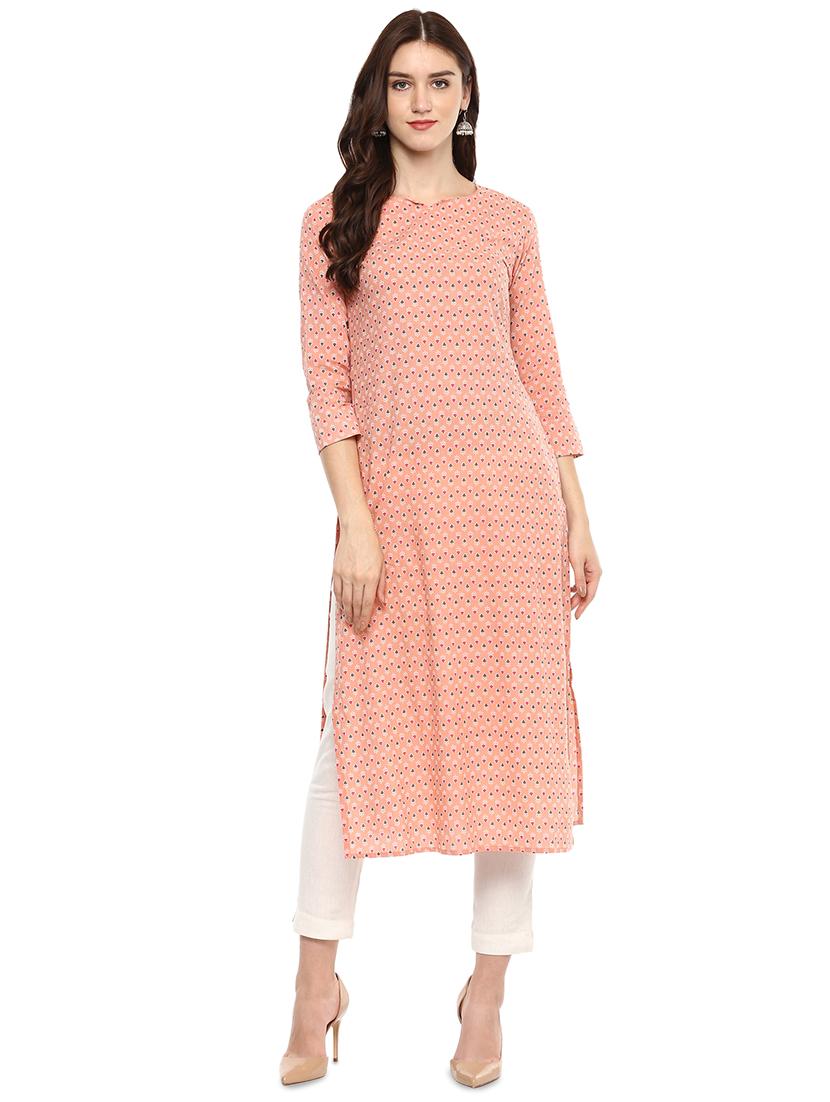 block printed straight kurta - 16431736 - Zoom Image - 1