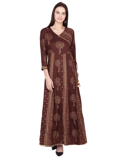 gold printed angrakha kurta - 16431871 - Standard Image - 1