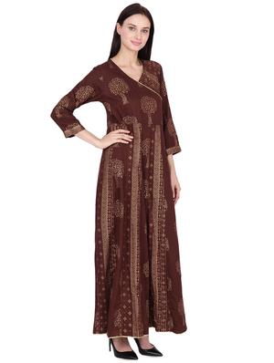 gold printed angrakha kurta - 16431871 - Standard Image - 2