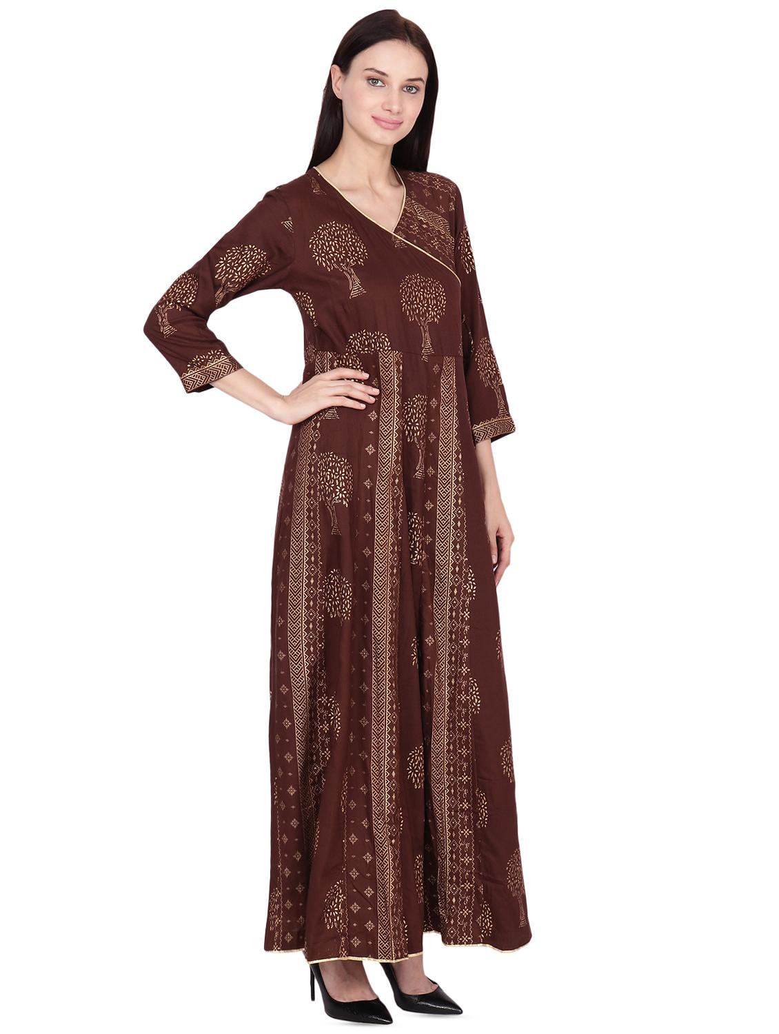 gold printed angrakha kurta - 16431871 - Zoom Image - 2