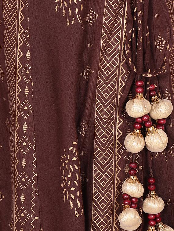 gold printed angrakha kurta - 16431871 - Zoom Image - 4