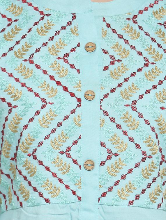 embroidered high low kurta palazzo set - 16431904 - Zoom Image - 4