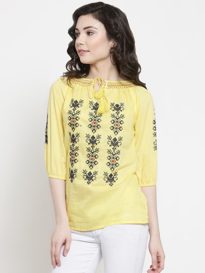mellow yellow embroidered top - 16431917 - Zoom Image - 2