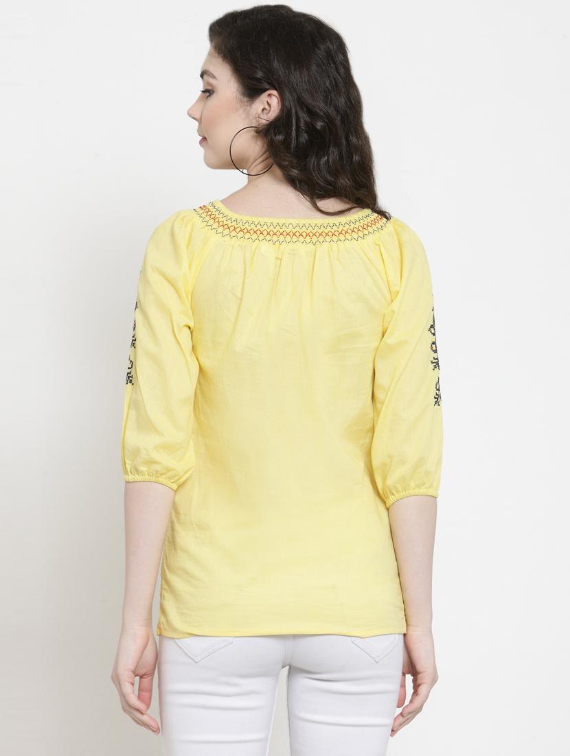 mellow yellow embroidered top - 16431917 - Zoom Image - 3