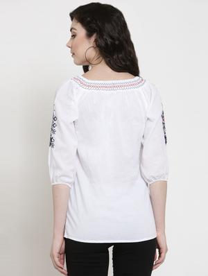 tie up neck embroidered top - 16431918 - Standard Image - 3