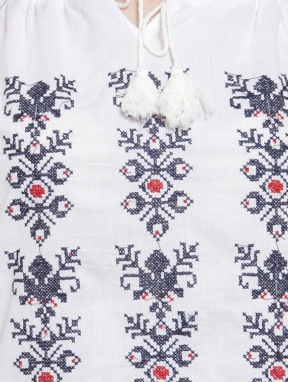 tie up neck embroidered top - 16431918 - Zoom Image - 5