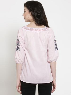 pink cotton regular top - 16431921 - Standard Image - 3