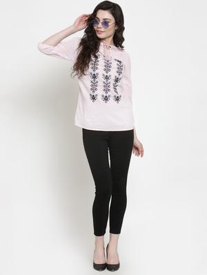 pink cotton regular top - 16431921 - Standard Image - 4