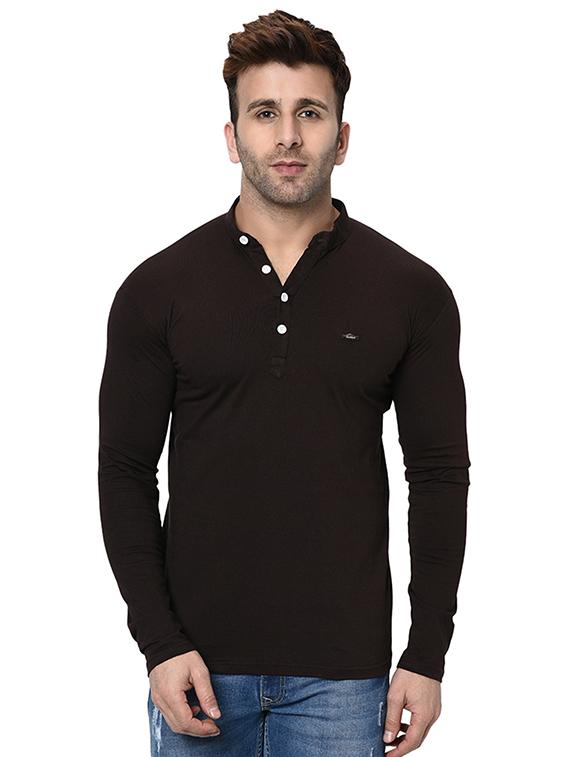 brown solid t-shirt - 16431936 - Zoom Image - 1