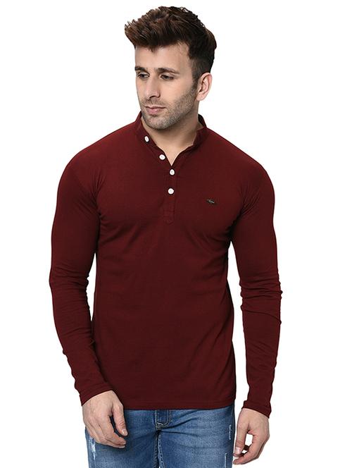 maroon solid t-shirt - 16431938 - Standard Image - 1