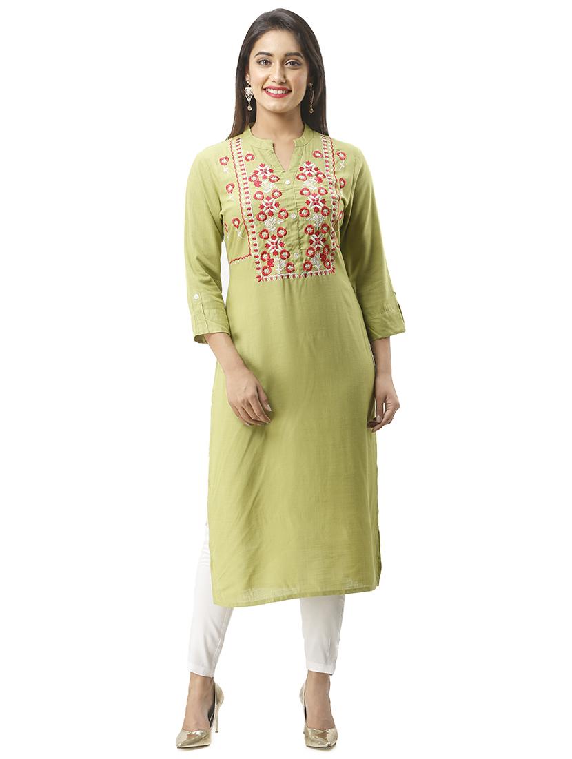 embroidered straight kurta - 16432337 - Zoom Image - 1