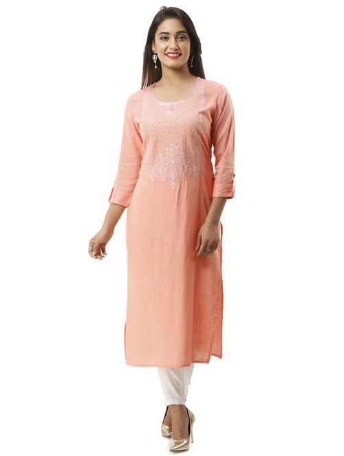 embroidered straight kurta - 16432345 - Standard Image - 1