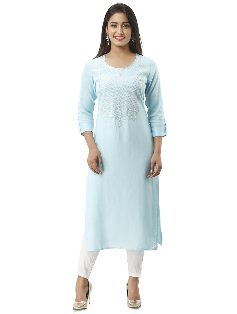 embroidered straight kurta - 16432346 - Zoom Image - 1