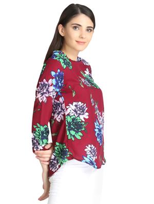 curved hem floral top - 16432760 - Standard Image - 2