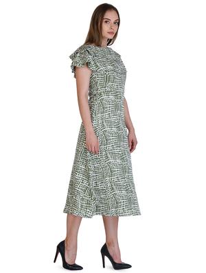 cape sleeved printed a-line dress - 16433460 - Standard Image - 2