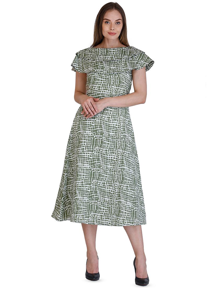 cape sleeved printed a-line dress - 16433460 - Zoom Image - 1