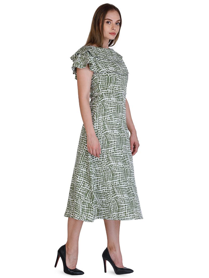 cape sleeved printed a-line dress - 16433460 - Zoom Image - 2