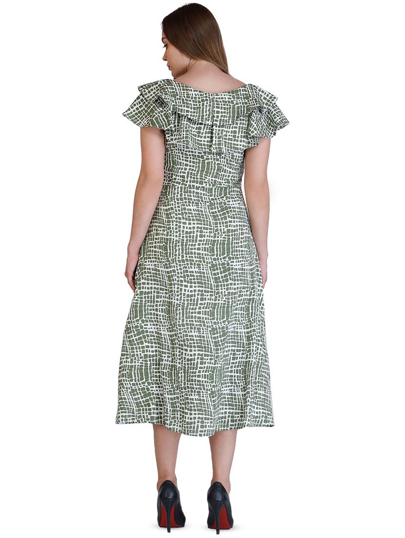 cape sleeved printed a-line dress - 16433460 - Zoom Image - 3